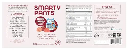 SmartyPants Kids Multivitamin Gummies: Omega 3 Fish Oil (EPA/DHA), Vitamin D3, C, Vitamin B12, B6, A, K & Zinc for Immune Support - PrimeBioHealth - canada supplements