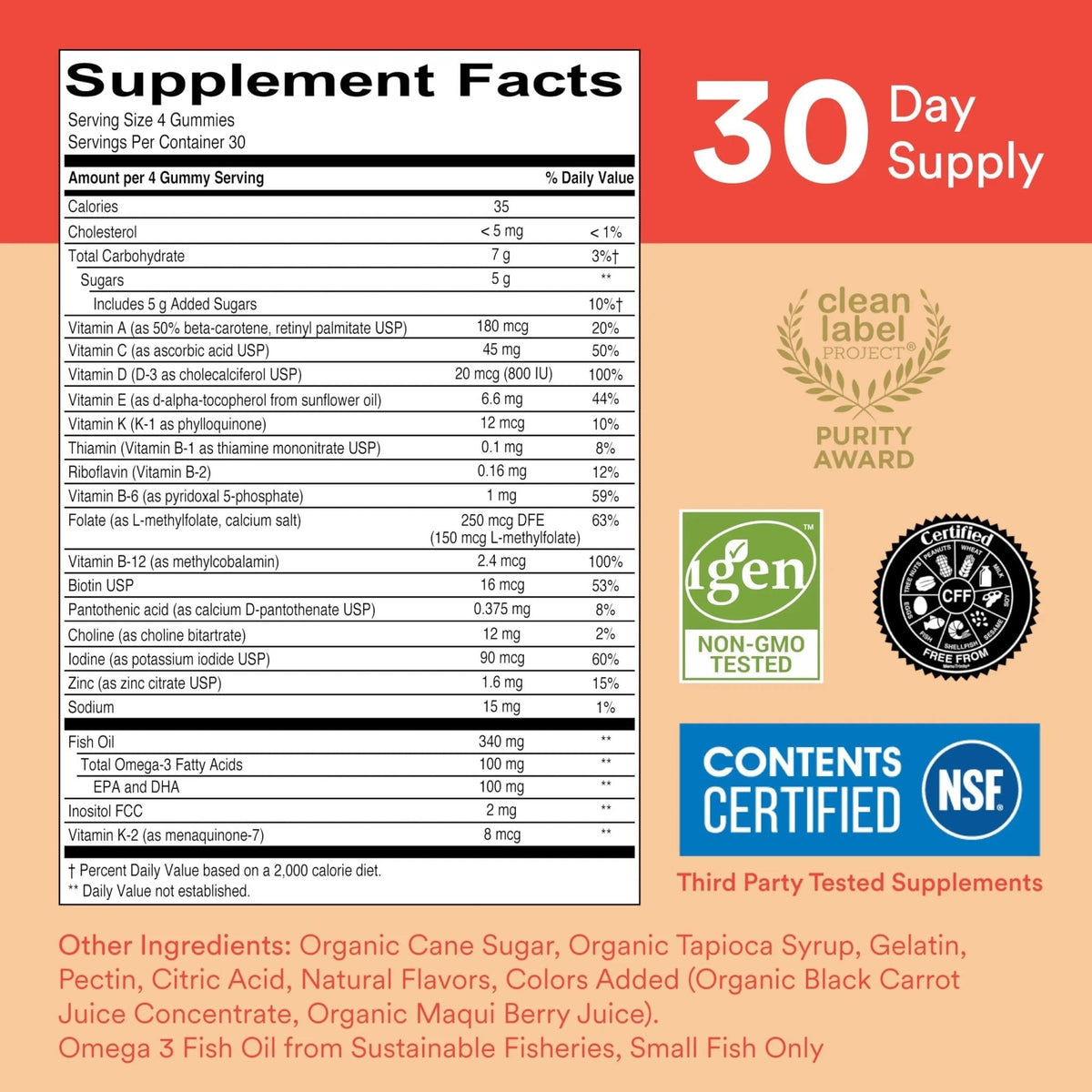 SmartyPants Kids Multivitamin Gummies: Omega 3 Fish Oil (EPA/DHA), Vitamin D3, C, Vitamin B12, B6, A, K & Zinc for Immune Support - PrimeBioHealth - canada supplements