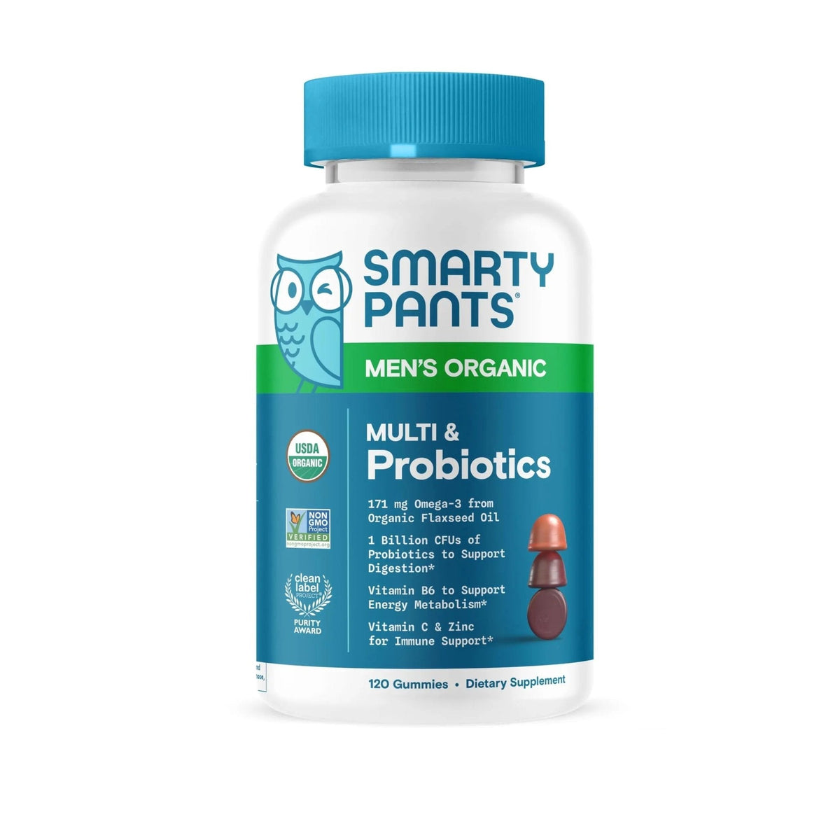 SmartyPants Multivitamin for Men, Organic Gummies: Probiotics, CoQ10, Methylfolate, Omega 3 (ALA), Vitamin D3, C, Vitamin B12 - PrimeBioHealth - canada supplements