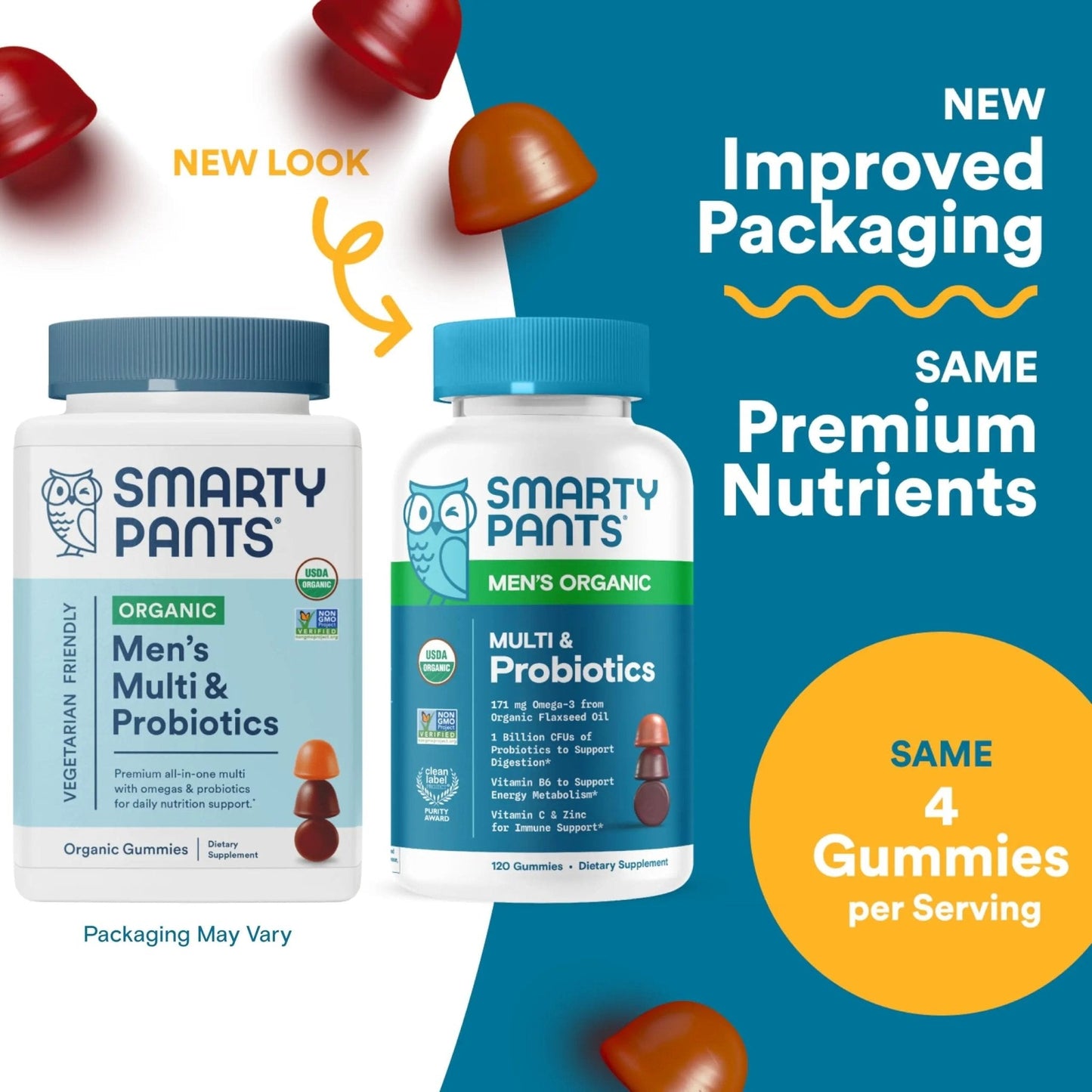 SmartyPants Multivitamin for Men, Organic Gummies: Probiotics, CoQ10, Methylfolate, Omega 3 (ALA), Vitamin D3, C, Vitamin B12 - PrimeBioHealth - canada supplements