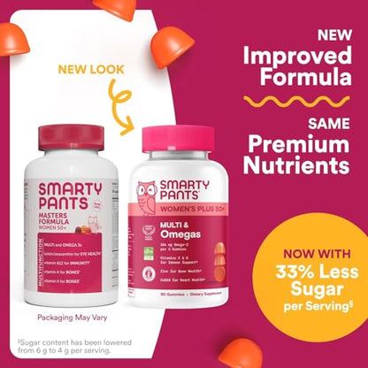 SmartyPants Multivitamin Gummy for Women 50 and Over, Omega 3 (DHA/EPA), Methylfolate, CoQ10, Vitamin D3, C, Vitamin B12, B6, A, K, Biotin - PrimeBioHealth - canada supplements