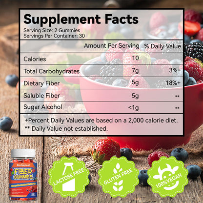 SmildeHeal Fiber Gummies, Dietary Fiber, for Women and Men, Gut Health Support, Non-GMOs, Non-Gluten, Vegan, Mixed Berry and Strawberry Flavor, 60 Count Gummies - PrimeBioHealth - canada supplements