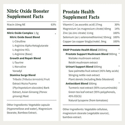 Snap Supplements Prostate Health & Nitric Oxide Supplement Bundle for Men, 90 + 60 Vegetarian Capsules (1 Month Supply) - PrimeBioHealth - canada supplements