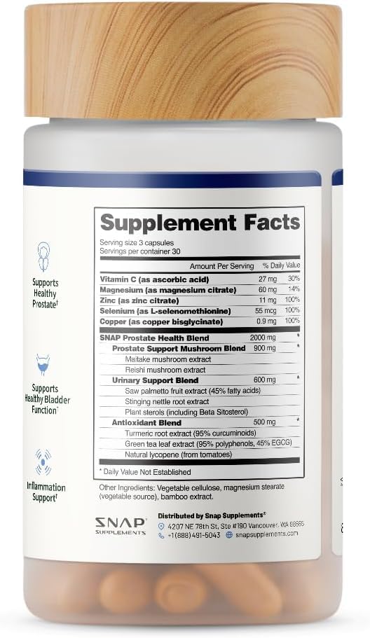 Snap Supplements Prostate Health Supplement with Saw Palmetto for Men, DHT Blocker - Helps Support Male Urinary Tract and Prostate for Mens Health - PrimeBioHealth - canada supplements