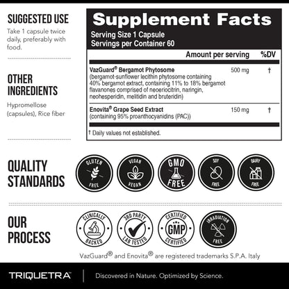 SoActive Bergamot: 2.5X More Effective, Italian Citrus Bergamot Phytosome - Clinically Validated | Enhanced with Grape Seed Extract - Supports Cholesterol & Weight Management (60 Capsules) - PrimeBioHealth - canada supplements