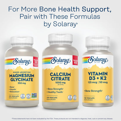 Solaray Calcium Citrate 1000mg - Chelated Calcium Supplement - Supports Bone Strength and Healthy Teeth - Easy to Digest - PrimeBioHealth - canada supplements