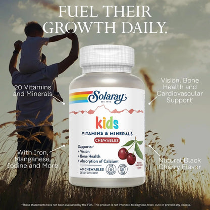 SOLARAY Childrens Vitamins & Minerals Complete Multivitamin for Kids Great Black Cherry Flavor - PrimeBioHealth - canada supplements