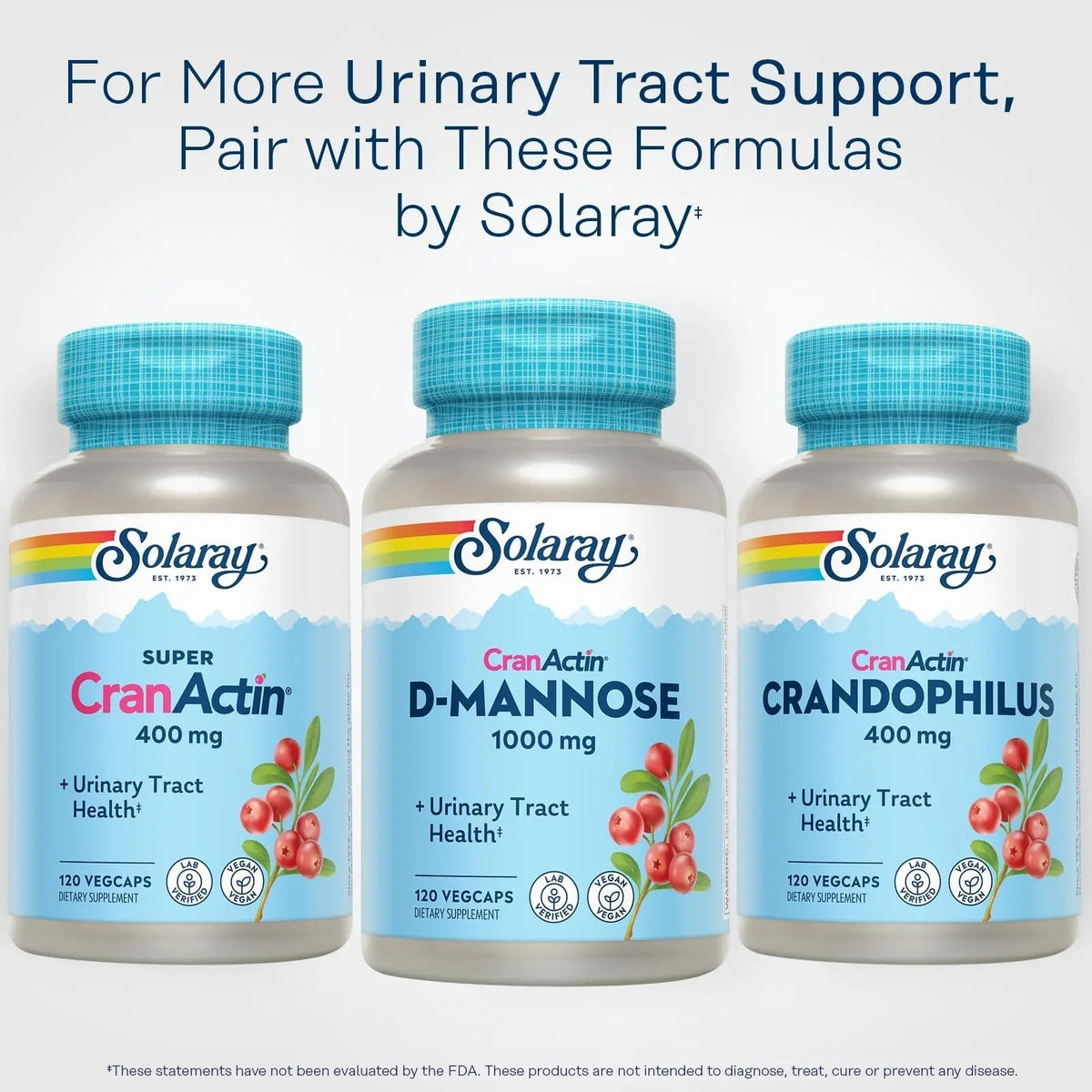 SOLARAY D-Mannose 1000mg with CranActin Cranberry Supplement 400mg, Urinary Tract Health & Bladder Support Capsules with Vitamin C, Vegan, 60 Day Guarantee, 60 Servings, 120 VegCaps (120 CT) - PrimeBioHealth - canada supplements