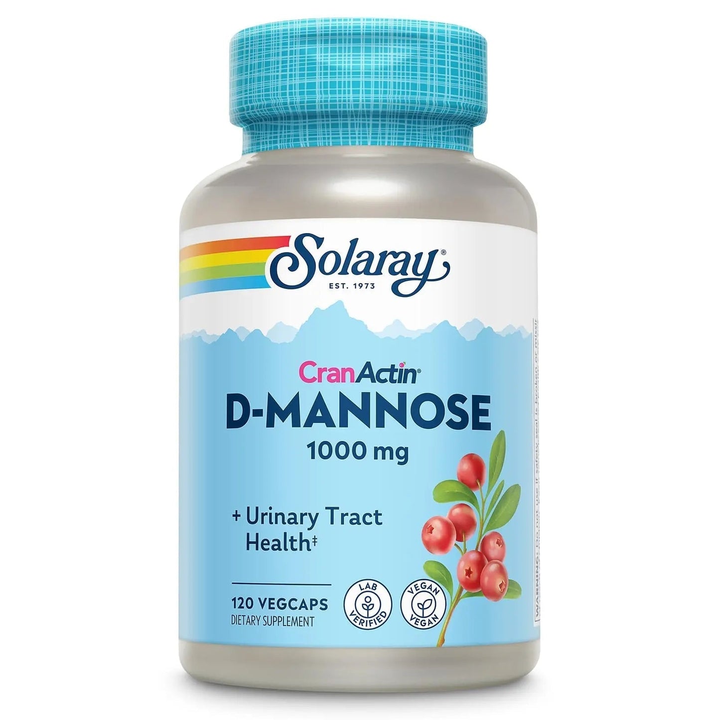 SOLARAY D-Mannose 1000mg with CranActin Cranberry Supplement 400mg, Urinary Tract Health & Bladder Support Capsules with Vitamin C, Vegan, 60 Day Guarantee, 60 Servings, 120 VegCaps (120 CT) - PrimeBioHealth - canada supplements