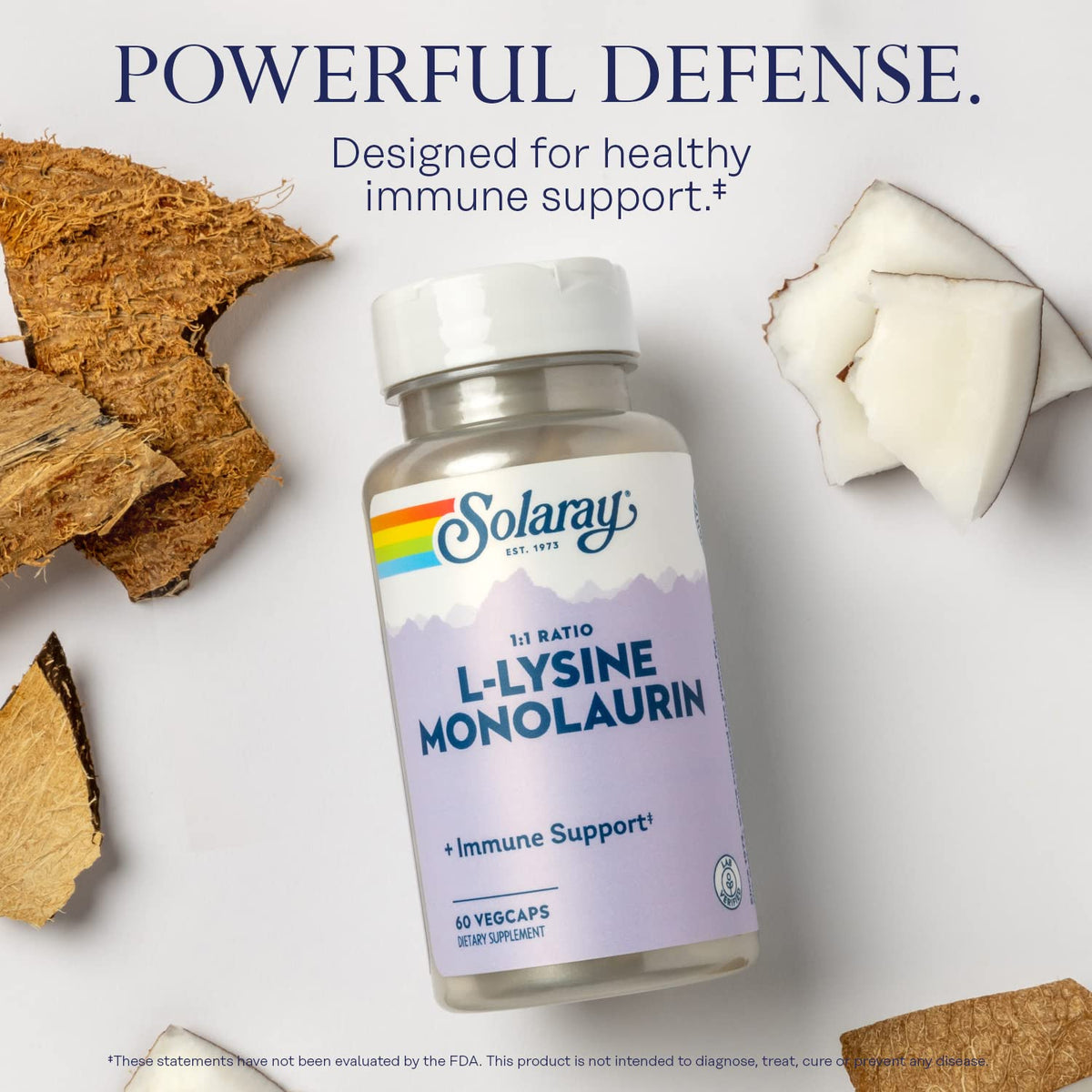 SOLARAY L-Lysine Monolaurin Immune Support Supplement, 1:1 Ratio for Immune System Function, 500 mg Each, 60-Day Money Back Guarantee - PrimeBioHealth - canada supplements
