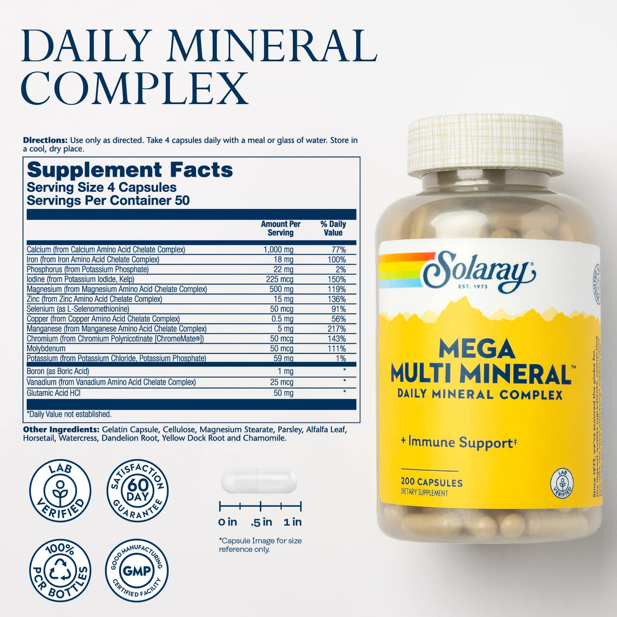 Solaray Mega Multi Mineral | 200 Capsules - PrimeBioHealth - canada supplements