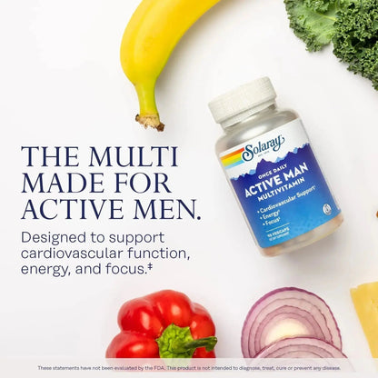 SOLARAY Once Daily Active Man Multivitamin - Cellular Energy and Immune Support Supplement w/Vitamin D, Vitamin C, B12, B6, Zinc, Lutein - PrimeBioHealth - canada supplements