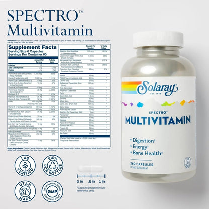 SOLARAY Spectro Multivitamin with Iron - Multi Vitamin with Calcium, Magnesium, Energizing Greens, Herbs & Digestive Enzymes - PrimeBioHealth - canada supplements