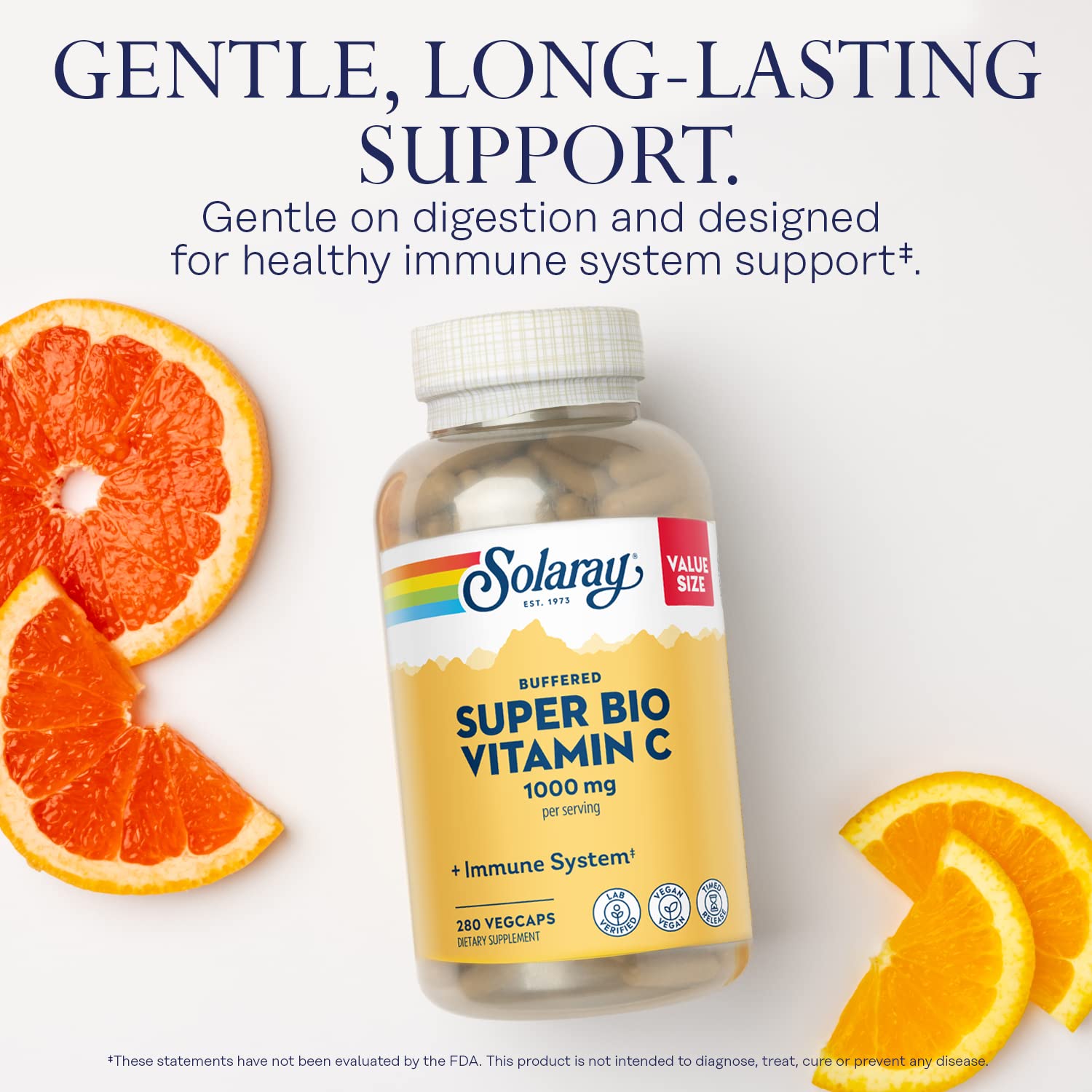 SOLARAY Super Bio Vitamin C 1000mg, Buffered, Two-Stage Timed Release with Bioflavonoids, Immune Support Supplement, High Absorption, Vegan, 60-Day Guarantee – 250 VegCaps - PrimeBioHealth - canada supplements