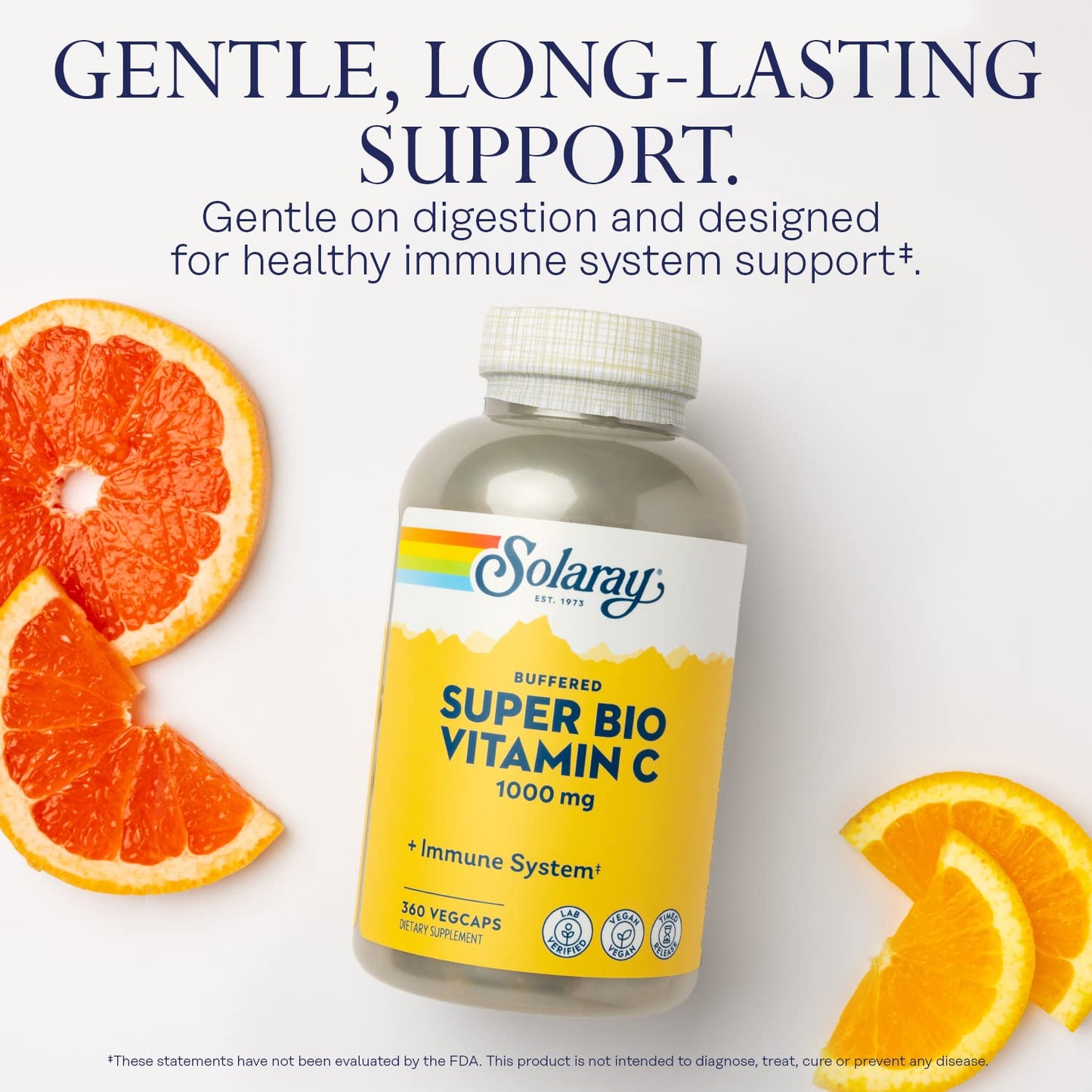 SOLARAY Super Bio Vitamin C 1000mg, Buffered, Two-Stage Timed Release with Bioflavonoids, Immune Support Supplement, High Absorption, Vegan, 60-Day Guarantee – 250 VegCaps - PrimeBioHealth - canada supplements