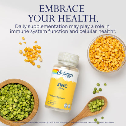 Solaray Zinc 50mg Immune Support Capsules, 100 Count, Vegan, Pumpkin Seed - PrimeBioHealth - canada supplements