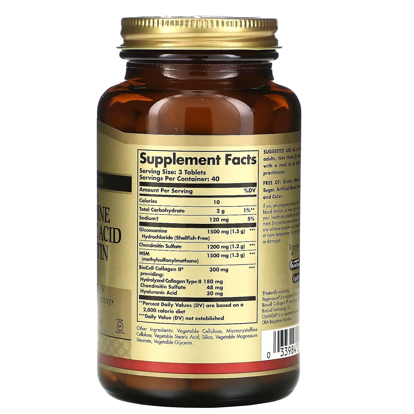 Solgar Glucosamine Hyaluronic Acid Chondroitin MSM, 120 Tablets - Supports Healthy Joints - Supports Range of Motion & Flexibility - Extra Strength, Shellfish Free - PrimeBioHealth - canada supplements