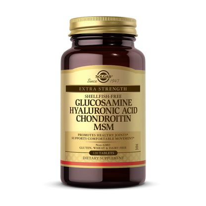 Solgar Glucosamine Hyaluronic Acid Chondroitin MSM, 120 Tablets - Supports Healthy Joints - Supports Range of Motion & Flexibility - Extra Strength, Shellfish Free - PrimeBioHealth - canada supplements