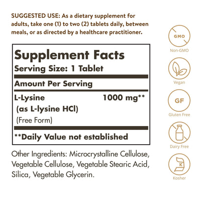 Solgar L-Lysine 1000 mg, 250 Tablets - Enhanced Absorption and Assimilation - Promotes Integrity of Skin and Lips - Collagen Support - Amino Acids - PrimeBioHealth - canada supplements