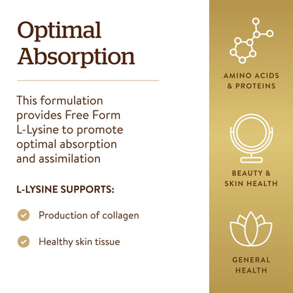 Solgar L-Lysine 1000 mg, 250 Tablets - Enhanced Absorption and Assimilation - Promotes Integrity of Skin and Lips - Collagen Support - Amino Acids - PrimeBioHealth - canada supplements