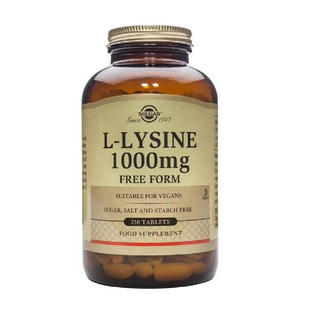 Solgar L-Lysine 1000 mg, 250 Tablets - Enhanced Absorption and Assimilation - Promotes Integrity of Skin and Lips - Collagen Support - Amino Acids - PrimeBioHealth - canada supplements