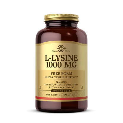 Solgar L-Lysine 1000 mg, 250 Tablets - Enhanced Absorption and Assimilation - Promotes Integrity of Skin and Lips - Collagen Support - Amino Acids - PrimeBioHealth - canada supplements