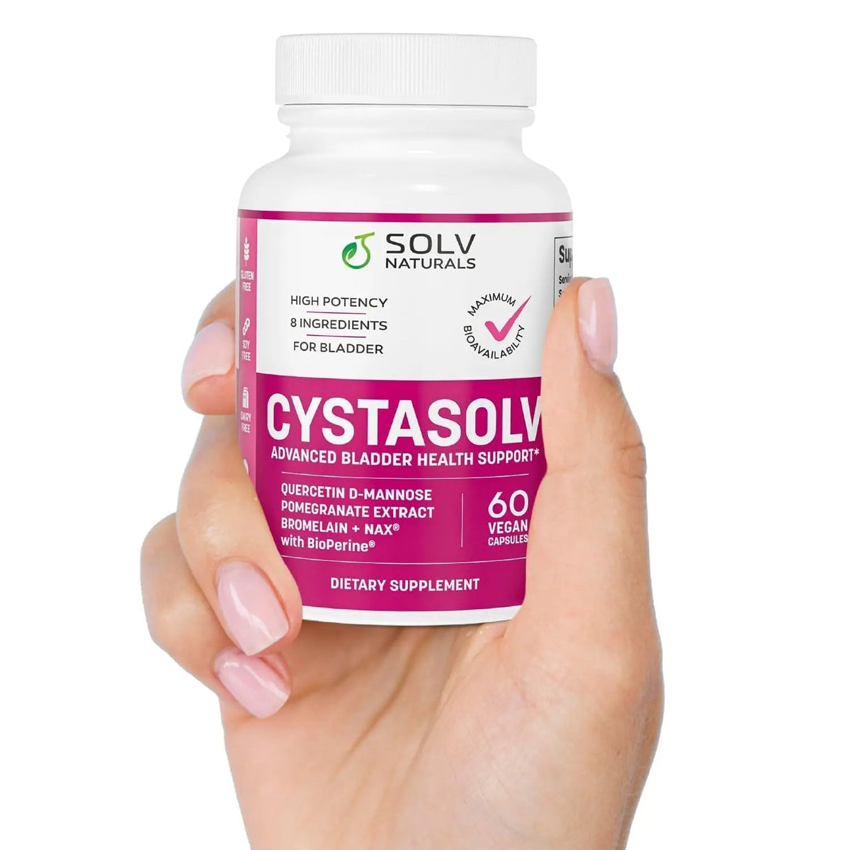 SOLV NATURALS CYSTASOLV Bladder & Pelvic Discomfort Formula - Enjoy Less Urgency & Flares* with Daily IC/BPS UTI Support – Premium Bladder & Urinary Support for Women & Men - 60 Vegan Capsules - PrimeBioHealth - canada supplements