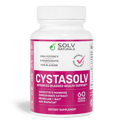 SOLV NATURALS CYSTASOLV Bladder & Pelvic Discomfort Formula - Enjoy Less Urgency & Flares* with Daily IC/BPS UTI Support – Premium Bladder & Urinary Support for Women & Men - 60 Vegan Capsules - PrimeBioHealth - canada supplements