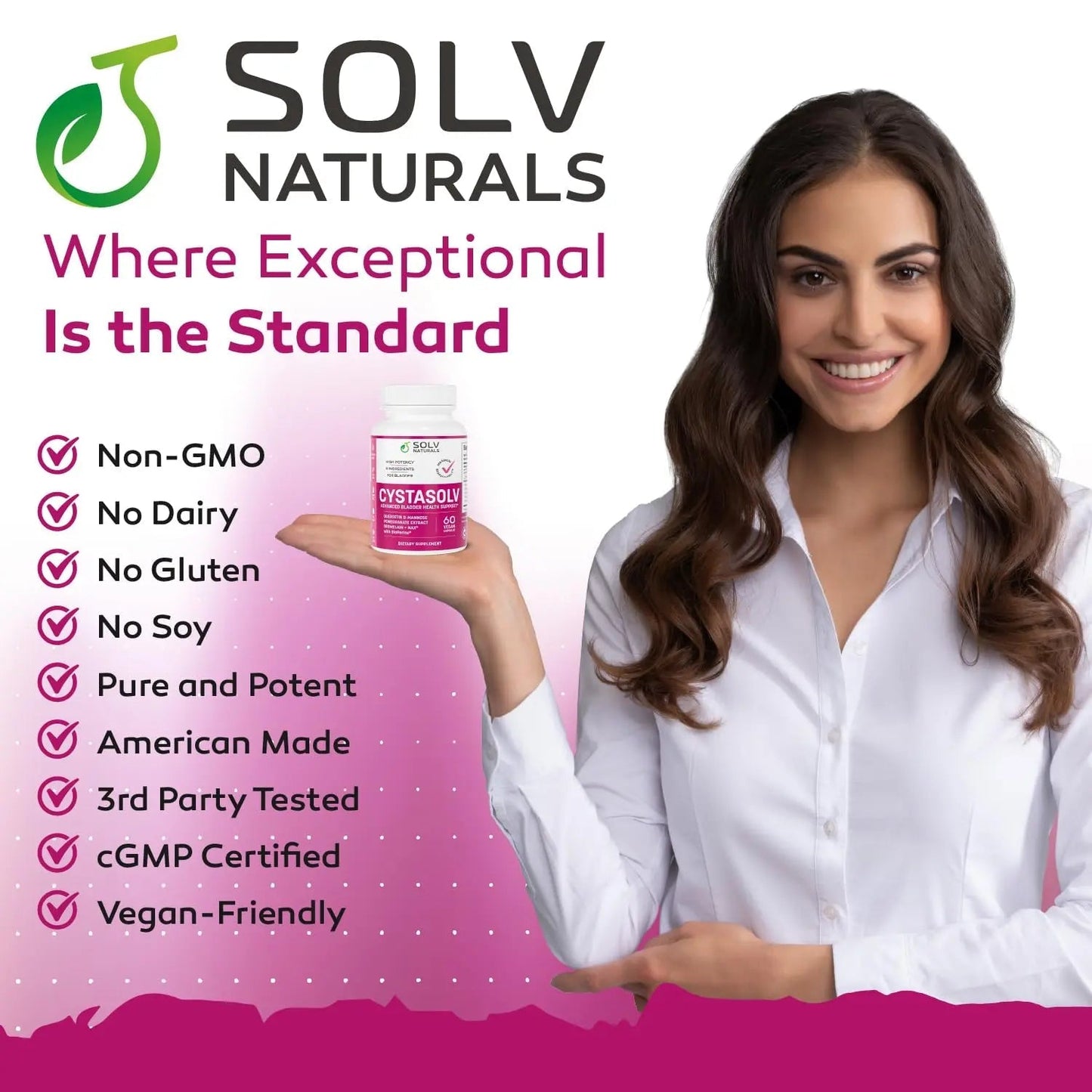 SOLV NATURALS CYSTASOLV Bladder & Pelvic Discomfort Formula - Enjoy Less Urgency & Flares* with Daily IC/BPS UTI Support – Premium Bladder & Urinary Support for Women & Men - 60 Vegan Capsules - PrimeBioHealth - canada supplements
