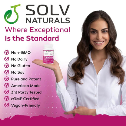 SOLV NATURALS CYSTASOLV Bladder & Pelvic Discomfort Formula - Enjoy Less Urgency & Flares* with Daily IC/BPS UTI Support – Premium Bladder & Urinary Support for Women & Men - 60 Vegan Capsules - PrimeBioHealth - canada supplements
