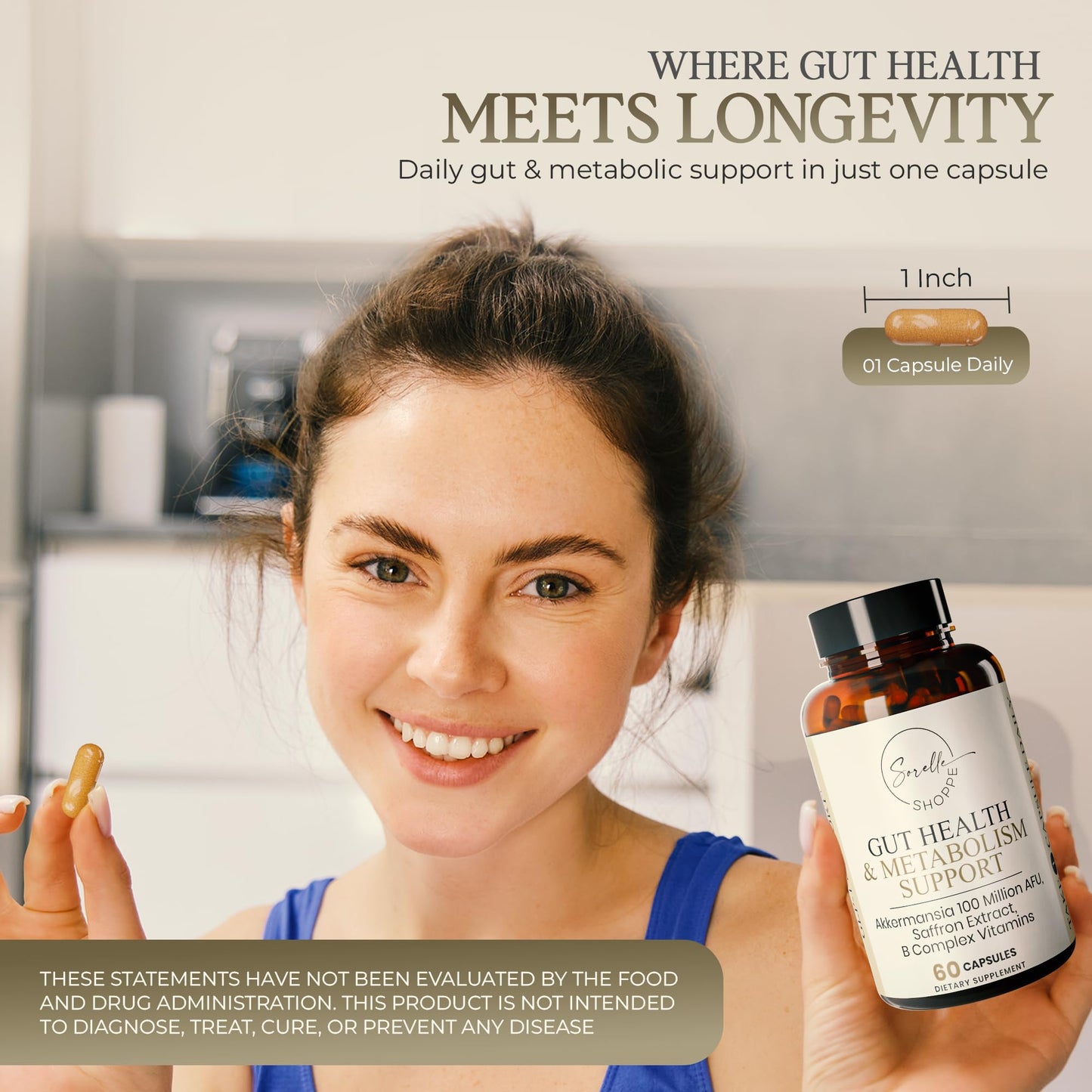 SORELLE SHOPPE Akkermansia Muciniphila Probiotic + Saffron + B Complex | Core Gut Health & Daily Wellness | Mood & Metabolism Support - PrimeBioHealth - canada supplements