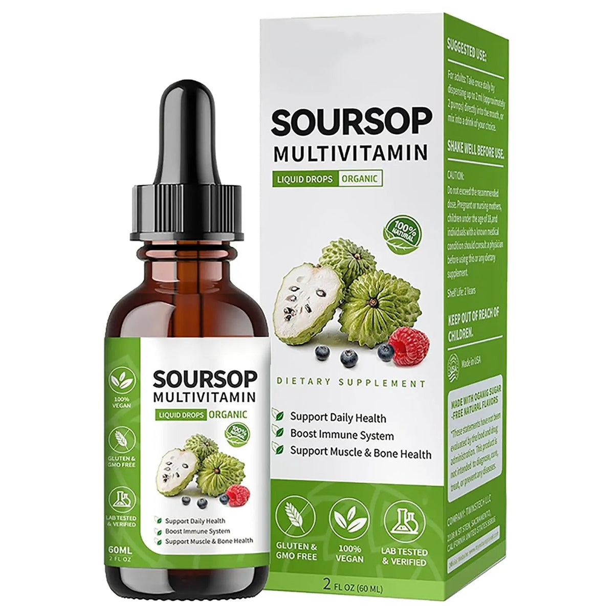Soursop Bitters Liquid 2 Fl Oz, Soursop Graviola Leaf Extract Liquid Drop, Soursop Multivitamin Liquid Drops Organic for Cell Support, Immune System, Relax - PrimeBioHealth - canada supplements