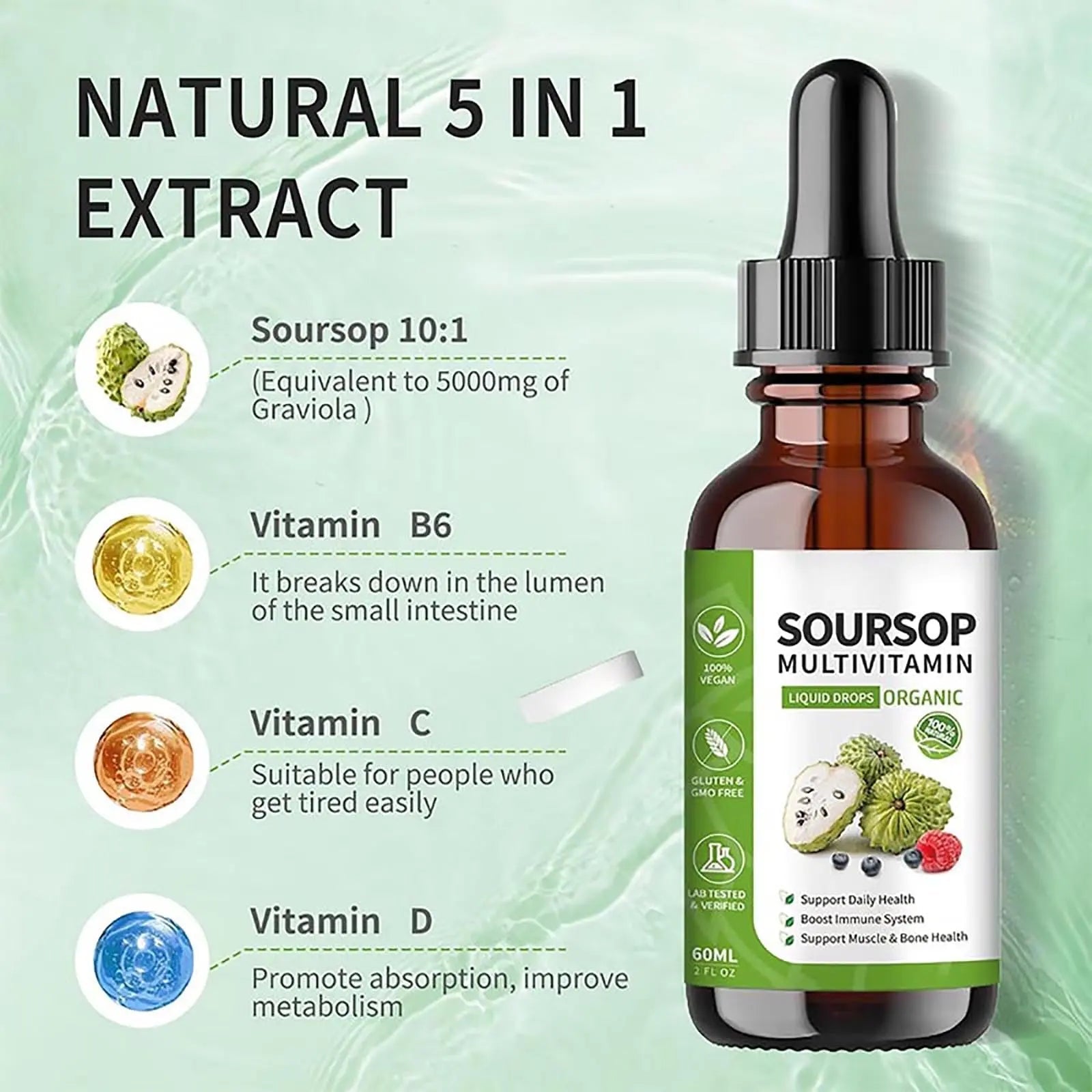 Soursop Bitters Liquid 2 Fl Oz, Soursop Graviola Leaf Extract Liquid Drop, Soursop Multivitamin Liquid Drops Organic for Cell Support, Immune System, Relax - PrimeBioHealth - canada supplements