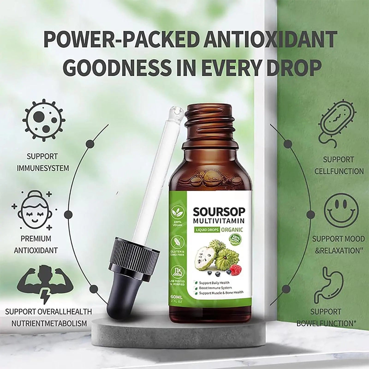 Soursop Bitters Liquid 2 Fl Oz, Soursop Graviola Leaf Extract Liquid Drop, Soursop Multivitamin Liquid Drops Organic for Cell Support, Immune System, Relax - PrimeBioHealth - canada supplements