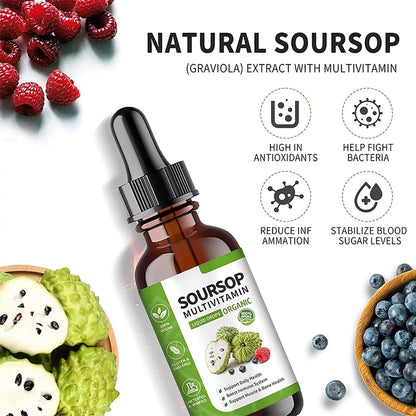Soursop Bitters Liquid 2 Fl Oz, Soursop Graviola Leaf Extract Liquid Drop, Soursop Multivitamin Liquid Drops Organic for Cell Support, Immune System, Relax - PrimeBioHealth - canada supplements