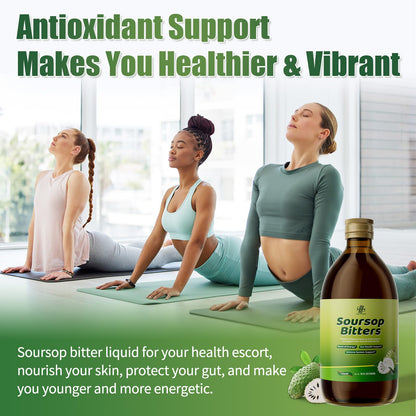 Soursop Bitters Liquid for Digestive Health,Gut Detox&Cleanse,Antioxidant,Immune Support,Skin Health-Pure 15 Herb Guanabana Tea with Black Seed,Moringa & Turmeric - PrimeBioHealth - canada supplements