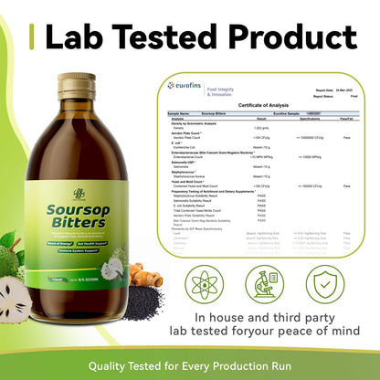 Soursop Bitters Liquid for Digestive Health,Gut Detox&Cleanse,Antioxidant,Immune Support,Skin Health-Pure 15 Herb Guanabana Tea with Black Seed,Moringa & Turmeric - PrimeBioHealth - canada supplements