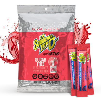 Sqwincher Zero Qwik Stik, Fruit Punch, Sugar Free, Low Calorie, Low Sodium Electrolyte Powder Hydration Drink Mix, .11 0z Packet (Pack of 50) - PrimeBioHealth - canada supplements