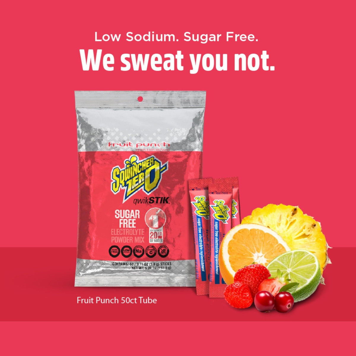 Sqwincher Zero Qwik Stik, Fruit Punch, Sugar Free, Low Calorie, Low Sodium Electrolyte Powder Hydration Drink Mix, .11 0z Packet (Pack of 50) - PrimeBioHealth - canada supplements