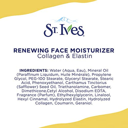 St. Ives Face Moisturizer Cream, Collagen and Elastin, Renewing Facial Moisturizer for Women, Paraben Free - PrimeBioHealth - canada supplements