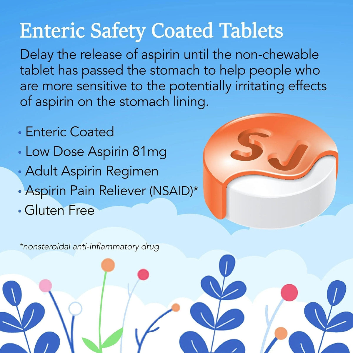 St. Joseph Aspirin Pain Reliever (NSAID) 81mg, Enteric Safety Coated, Adult Low Dose Aspirin, 365 ct - PrimeBioHealth - canada supplements