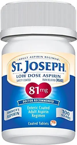 St. Joseph Aspirin Pain Reliever (NSAID) 81mg, Enteric Safety Coated, Adult Low Dose Regimen, 36 ct - PrimeBioHealth - canada supplements