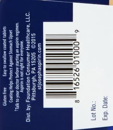 St. Joseph Aspirin Pain Reliever (NSAID) 81mg, Enteric Safety Coated, Adult Low Dose Regimen, 36 ct - PrimeBioHealth - canada supplements