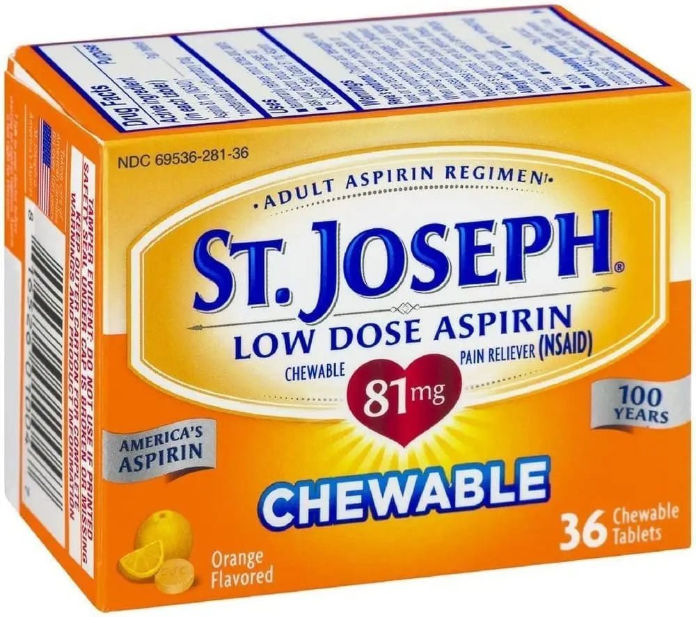 St. Joseph Orange Chewable 81mg Aspirin, 36 Tablets (Pack of 3) - PrimeBioHealth - canada supplements