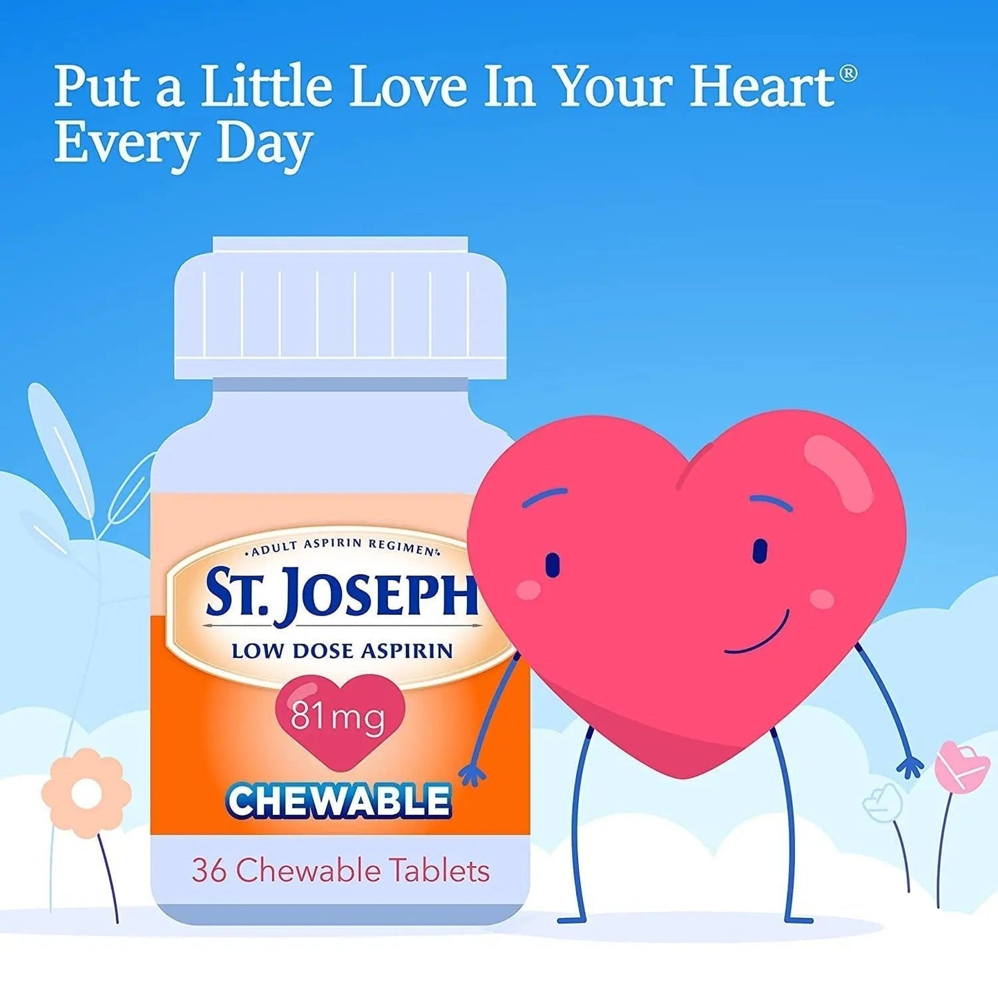 St. Joseph St. Joseph Aspirin Chewable Orange, Orange 36 tabs 81 mg(Pack of 3) - PrimeBioHealth - canada supplements