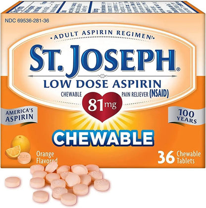 St. Joseph St. Joseph Aspirin Chewable Orange, Orange 36 tabs 81 mg(Pack of 3) - PrimeBioHealth - canada supplements