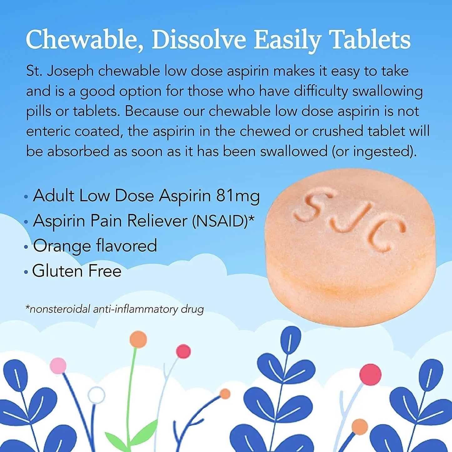 St. Joseph St. Joseph Aspirin Chewable Orange, Orange 36 tabs 81 mg(Pack of 3) - PrimeBioHealth - canada supplements