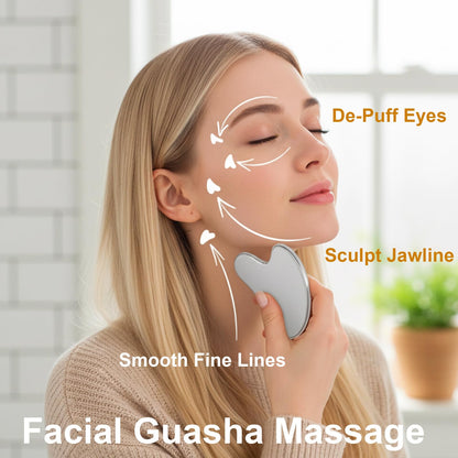 Stainless Steel Gua Sha Tool & Lymphatic Drainage Face Brush Set, TWPER Facial Massage Kit for Jawline Sculpting - PrimeBioHealth - canada supplements