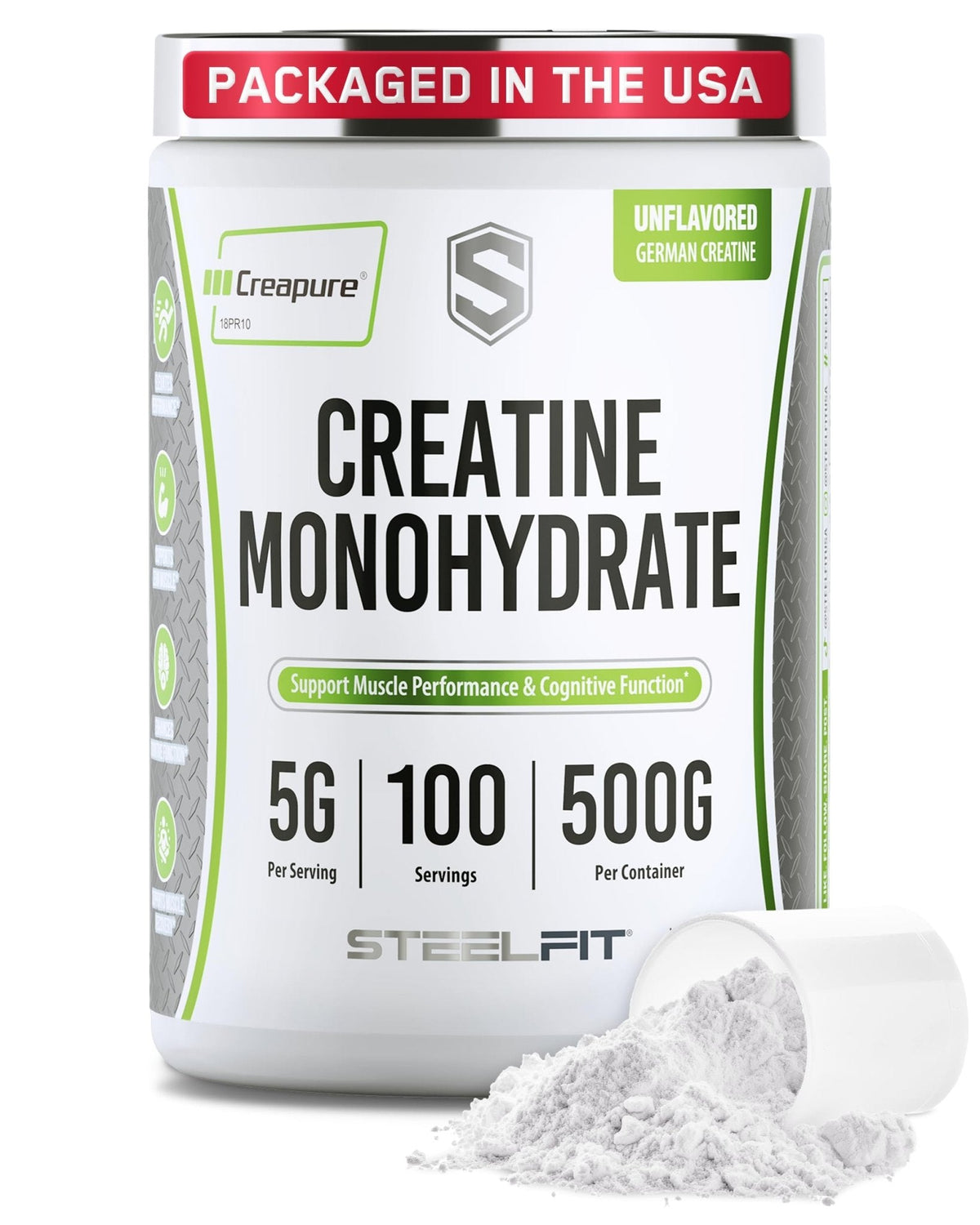 SteelFit Creapure Creatine Monohydrate Powder, Unflavored - German Micronized Creatine Powder for Men & Women - Gym Workout Nutritional Supplements for Muscle Gain - PrimeBioHealth - canada supplements