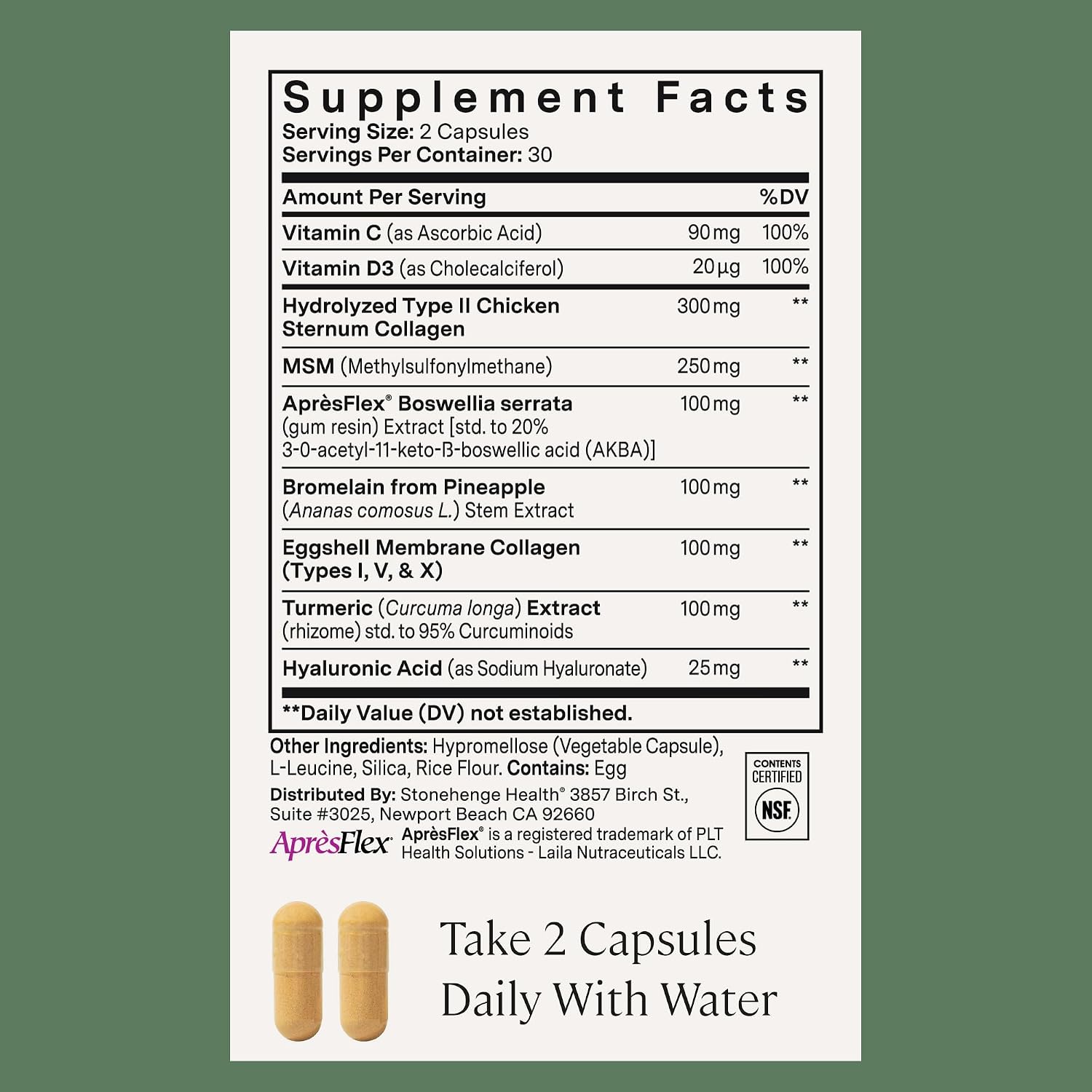 Stonehenge Health Dynamic Joint Health Supplement – Fast-Acting Support with AprèsFlex® Boswellia, MSM, Multi-Type Collagen, Turmeric, Bromelain, Vitamins C & D3 60 Count (Pack of 2) - PrimeBioHealth - canada supplements
